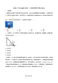 四川省成都市第七中学2025-2026学年高一上学期期末模拟测试物理试卷（Word版附解析）