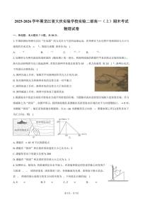 2025-2026学年黑龙江省大庆实验学校实验二部高一（上）期末物理试卷（含答案）