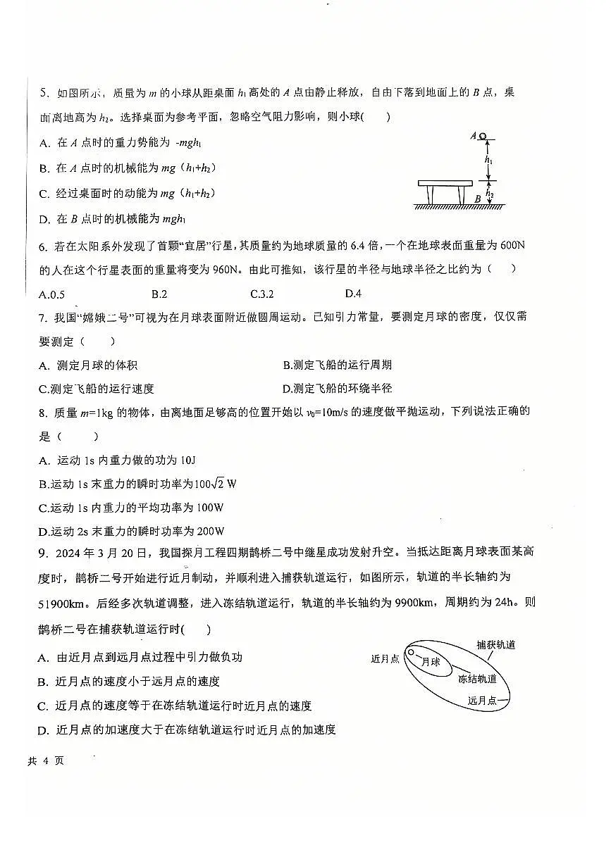 2026北京二十中高一(上)期末物理试卷 无答案第2页