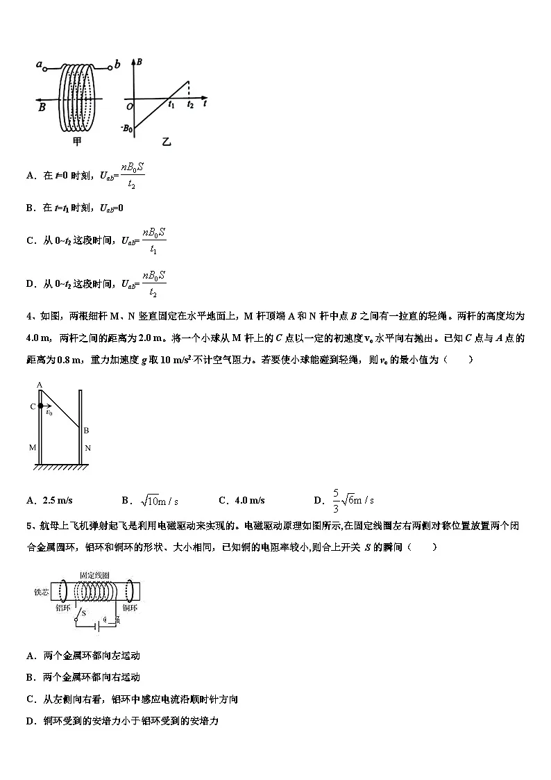 2026届湖南省浏阳一中、株洲二中等湘东七校高三下学期联合考试物理试题含解析第2页