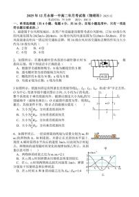 2025-2026学年福建省泉州市永春县第一中学高二上学期12月月考物理试题（含解析）