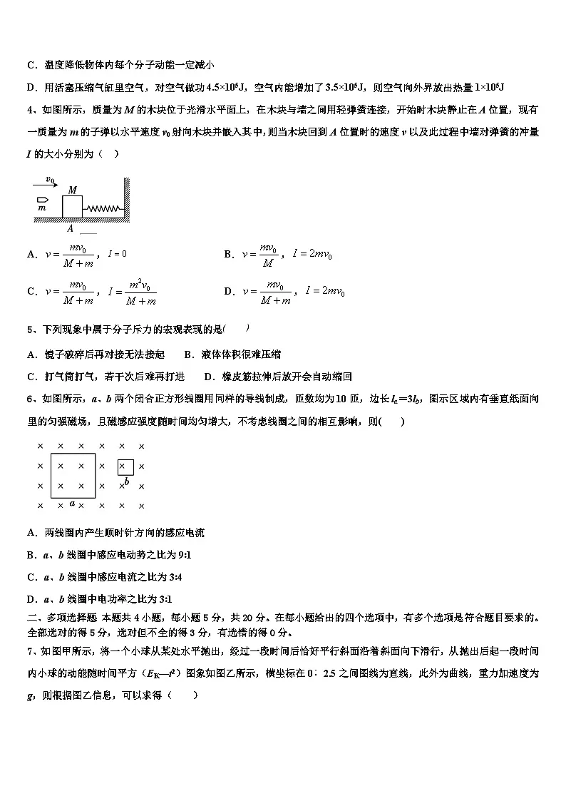 2026届吉林省吉林市蛟河市一中高三下学期第六次检测物理试卷含解析第2页