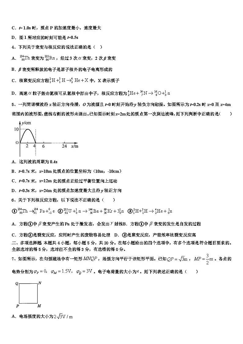 2026届湖南省株洲市攸县三中高三下学期一模考试物理试题含解析第2页