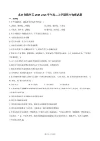 2025-2026学年北京市通州区高二上学期期末物理（含答案）试卷