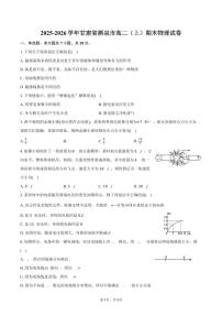 2025-2026学年甘肃省酒泉市高二（上）期末物理试卷（含答案）