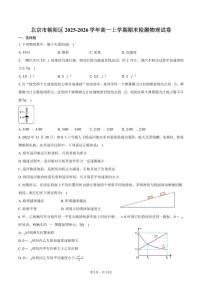 北京市朝阳区2025-2026学年高一上学期期末检测物理试卷（含答案）