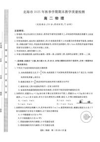 2025-2026学年广西壮族自治区北海市高二上学期期末教学质量检测物理试卷（含解析）