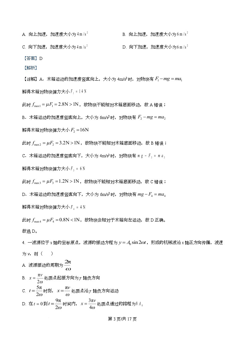 2026届湖南省株洲市高三上学期教学质量统一检测(一模)物理试题 Word版含解析第3页