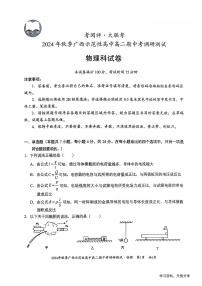 广西2024年秋季期中示范性高中联考高二上学期物理试卷（无答案）