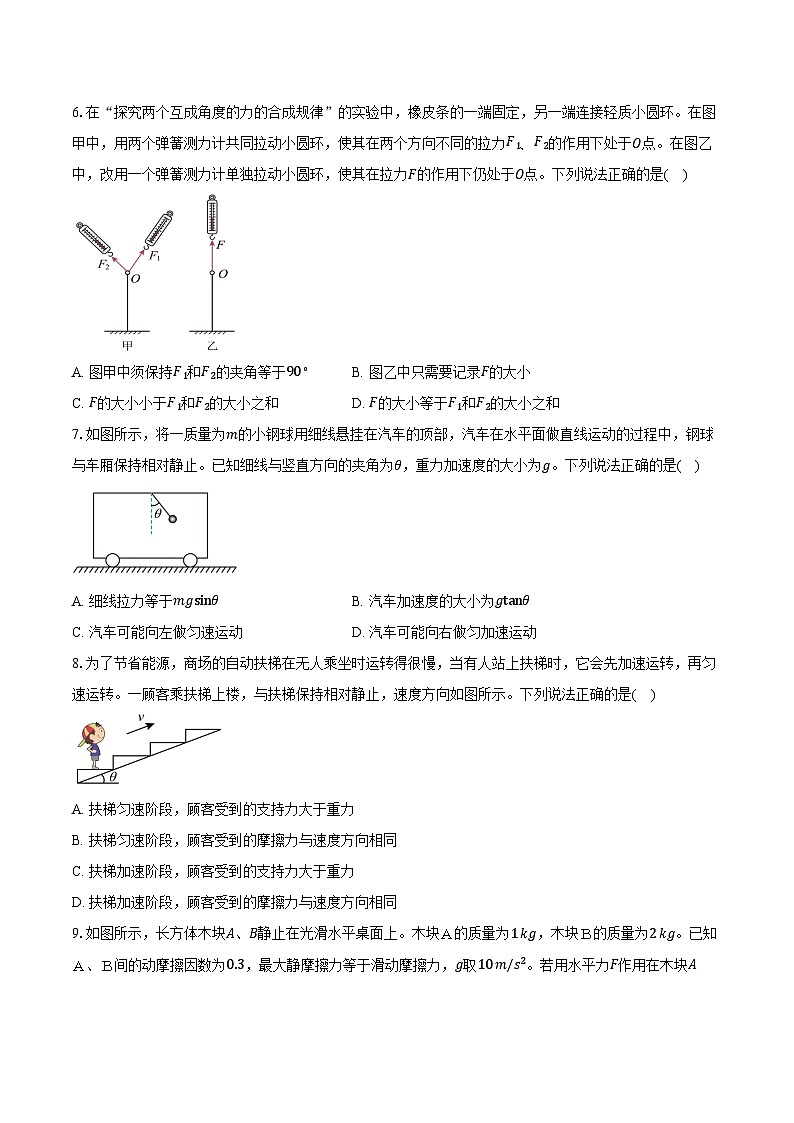北京市西城外国语学校2025-2026学年高一上学期期末物理试卷(含解析)第2页