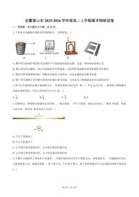 安徽黄山市2025-2026学年度高二上学期期末物理试卷（含答案）