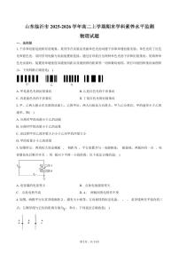 山东临沂市2025-2026学年高二上学期期末学科素养水平监测物理试卷（含答案）
