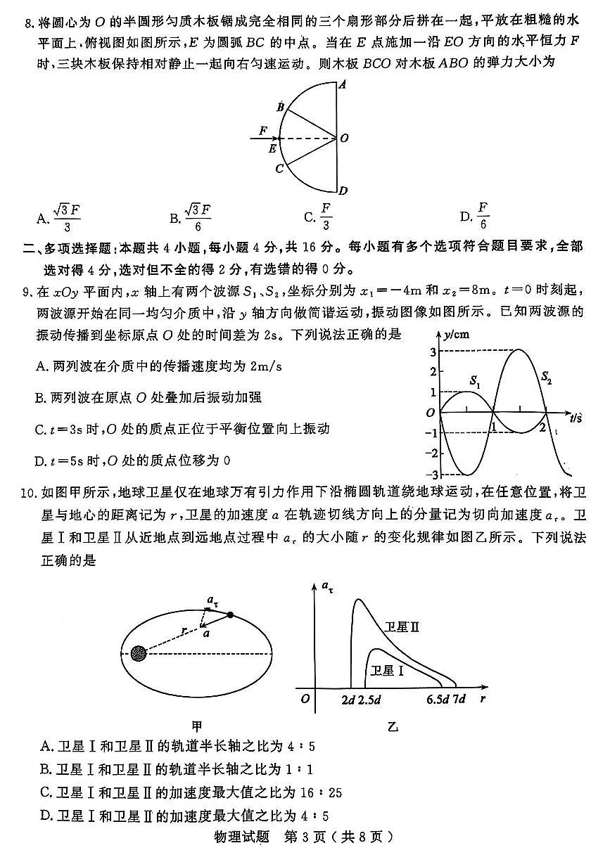 山东省济宁市2025年高三年级下学期高考模拟考试(济宁三模)物理试卷(无答案)第3页