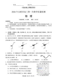 2026届安徽合肥市上学期高三一模教学质量检测 物理试题+答案