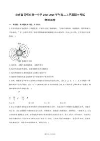 2024-2025学年云南省昆明市第一中学高二上学期期末考试物理（含答案）试卷