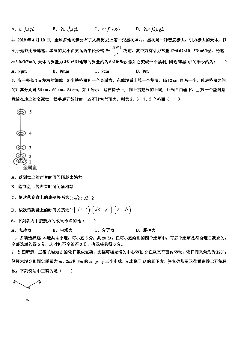 2026届吉林省长春市榆树市高考物理三模试卷含解析第2页