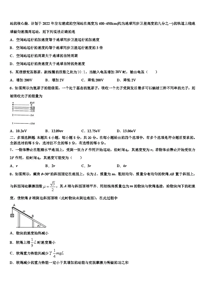 2026届江苏省南通市合作盟校高考考前模拟物理试题含解析第2页