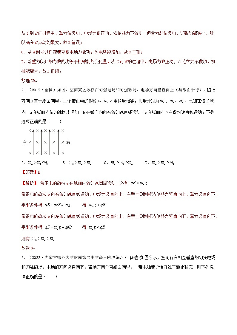 高考物理一轮复习核心考点突破练习专题74带电粒子在叠加场中的运动(解析版)第2页
