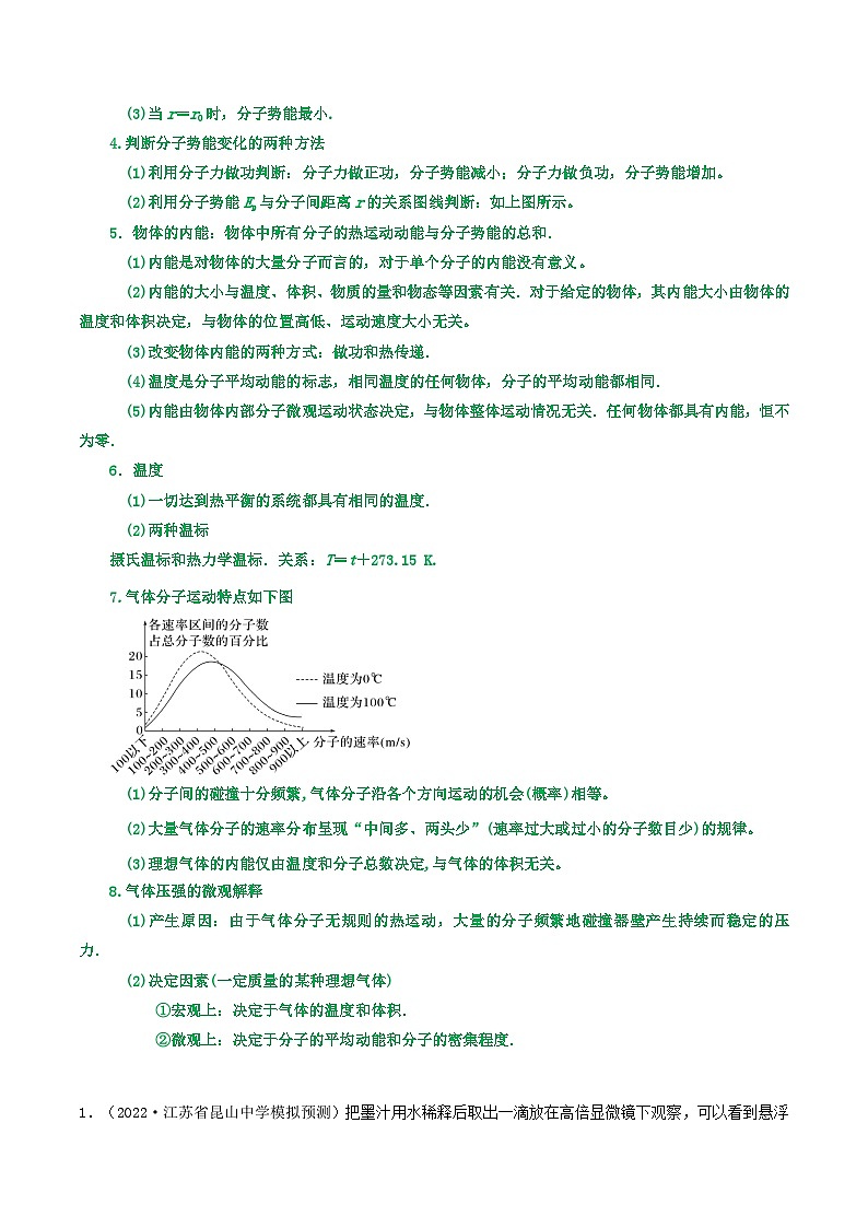 高考物理一轮复习核心考点突破练习专题86分子动理论、内能 气体分子运动的特点 微观量的估算(原卷版)第2页