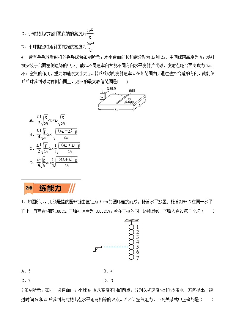 高考物理一轮复习小题多维练习第13练 抛体运动(原卷版)第2页
