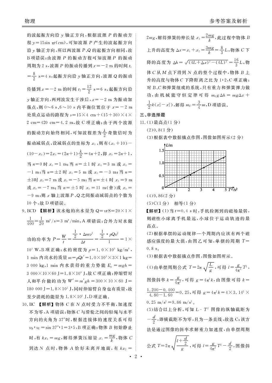 陕西省衡水金卷2026届高三上学期2月联考物理答案第2页
