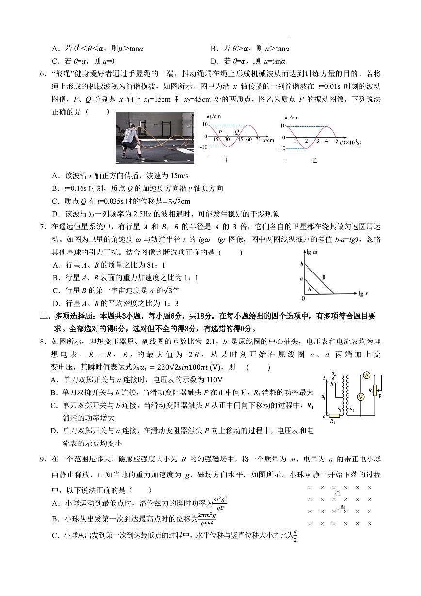 江西重点中学协作体2026届高三第一次联考物理试卷第2页