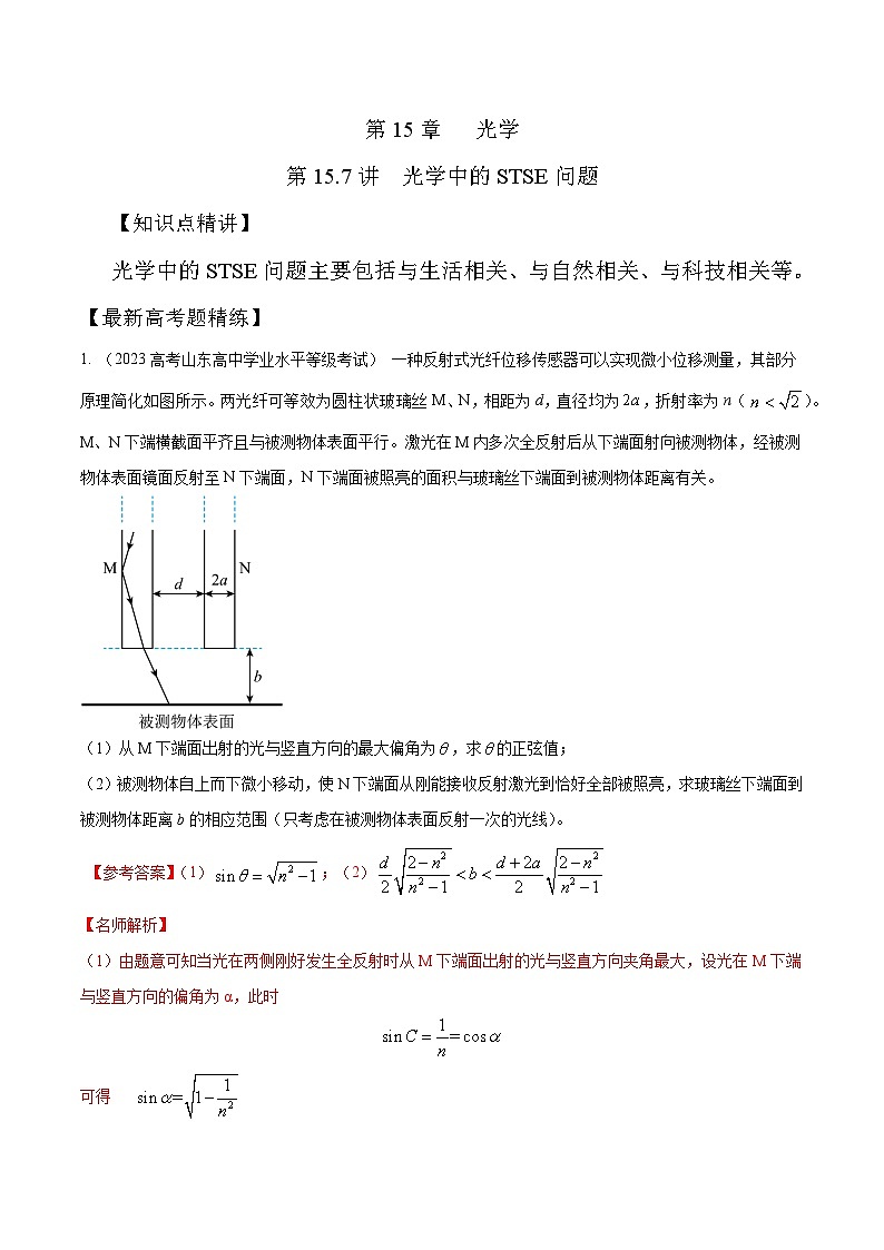 高考物理一轮复习考点通关练习15.7光学中STSE问题(解析版)第1页