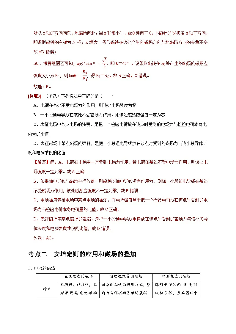 高考物理一轮考点复习精讲精练第21讲 磁场的描述 磁场对电流的作用(解析版)第3页