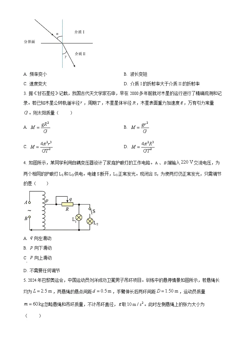 2025届广东省深圳市高三下学期2月一模物理试卷(原卷版)-A4第2页