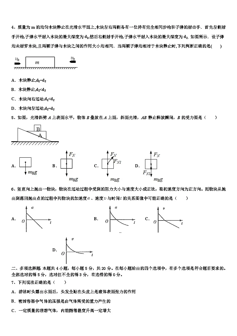2026届江西省江西师大附中高考压轴卷物理试卷含解析第2页