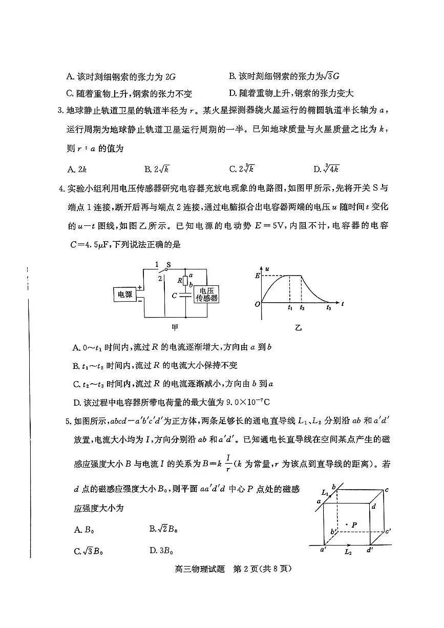 山东省枣庄市2024-2025学年高三上学期1月期末物理试题第2页
