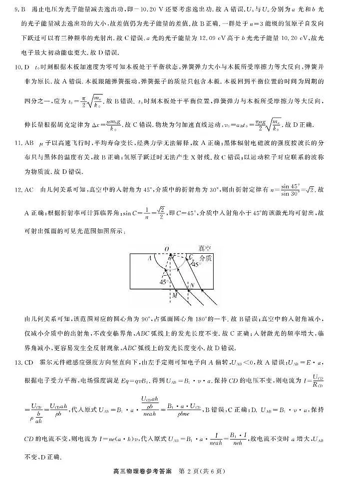 2026届浙江强基联盟高三下学期二模物理答案第2页