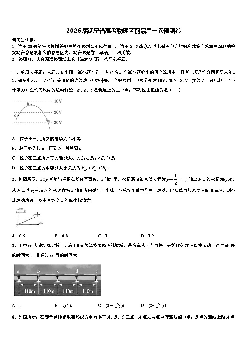 2026届辽宁省高考物理考前最后一卷预测卷含解析第1页