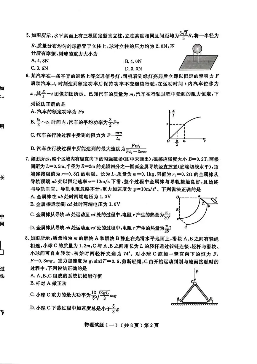 物理-山东省聊城市2026年3月高考模拟考试(一)(聊城一模)试卷及答案第2页