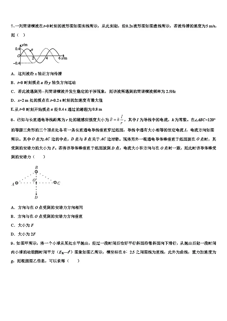 2026届上海延安中学高三下学期一模考试物理试题含解析第3页