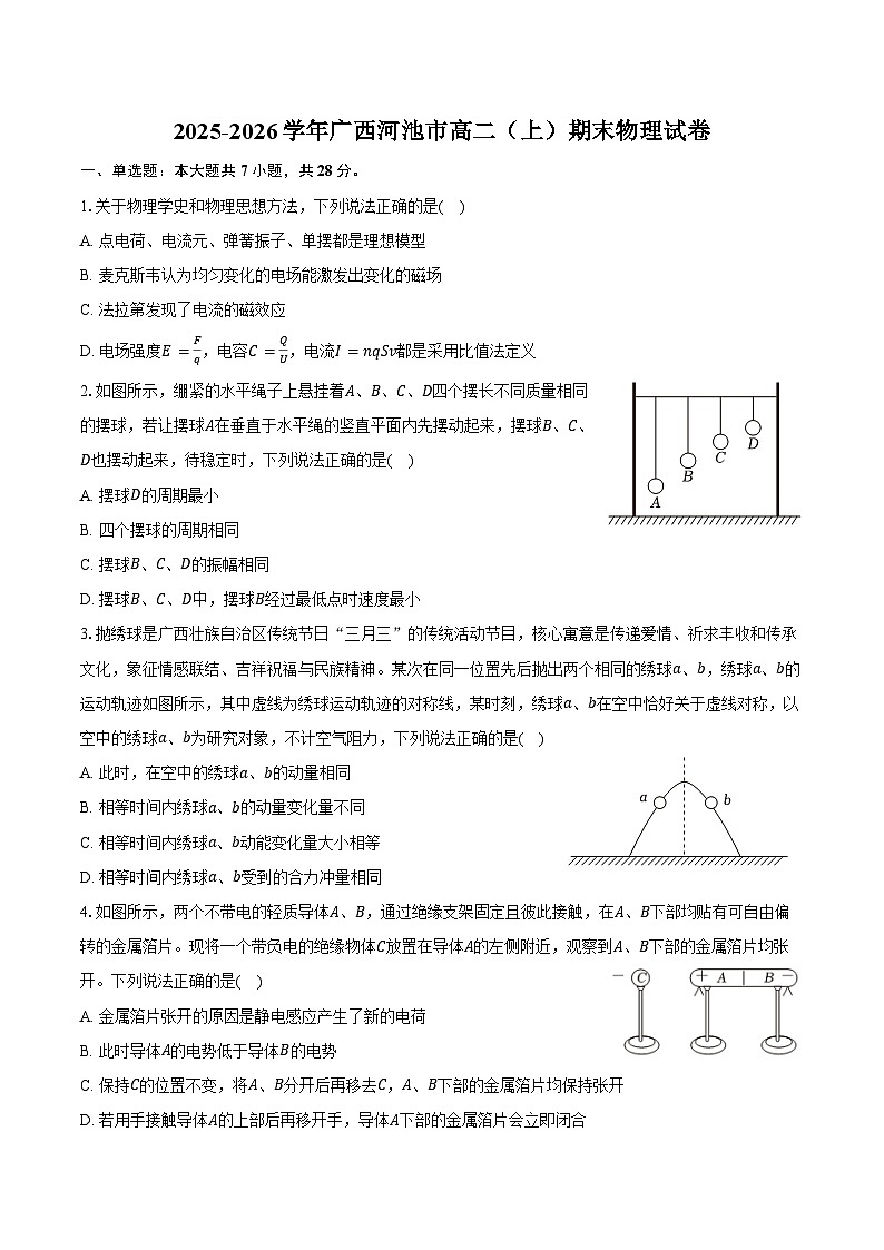 2025-2026学年广西河池市高二(上)期末物理试卷(含解析)第1页