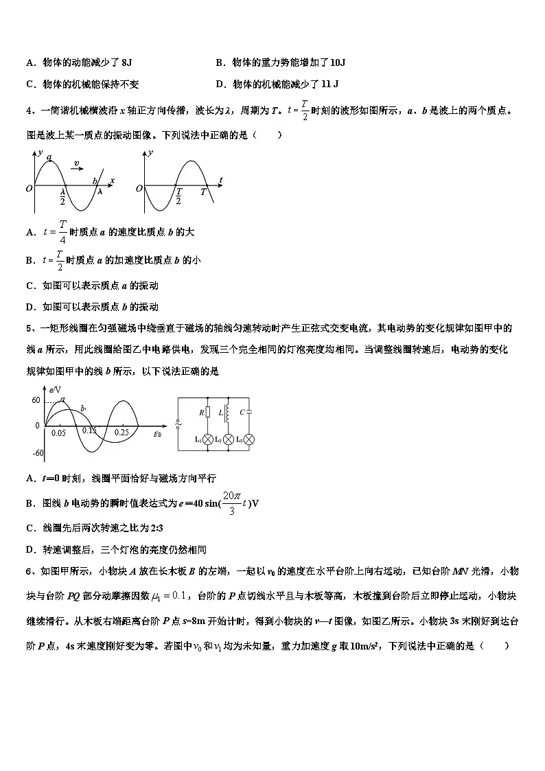 2026届云南省会泽县第一中学高三第六次模拟考试物理试卷含解析第2页