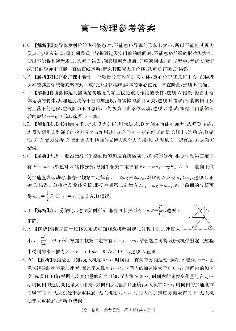 物理答案_扫描版第1页