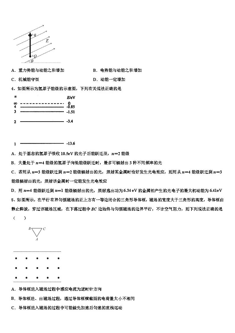 安徽省黄山市普通高中2026届高考物理押题试卷含解析第2页