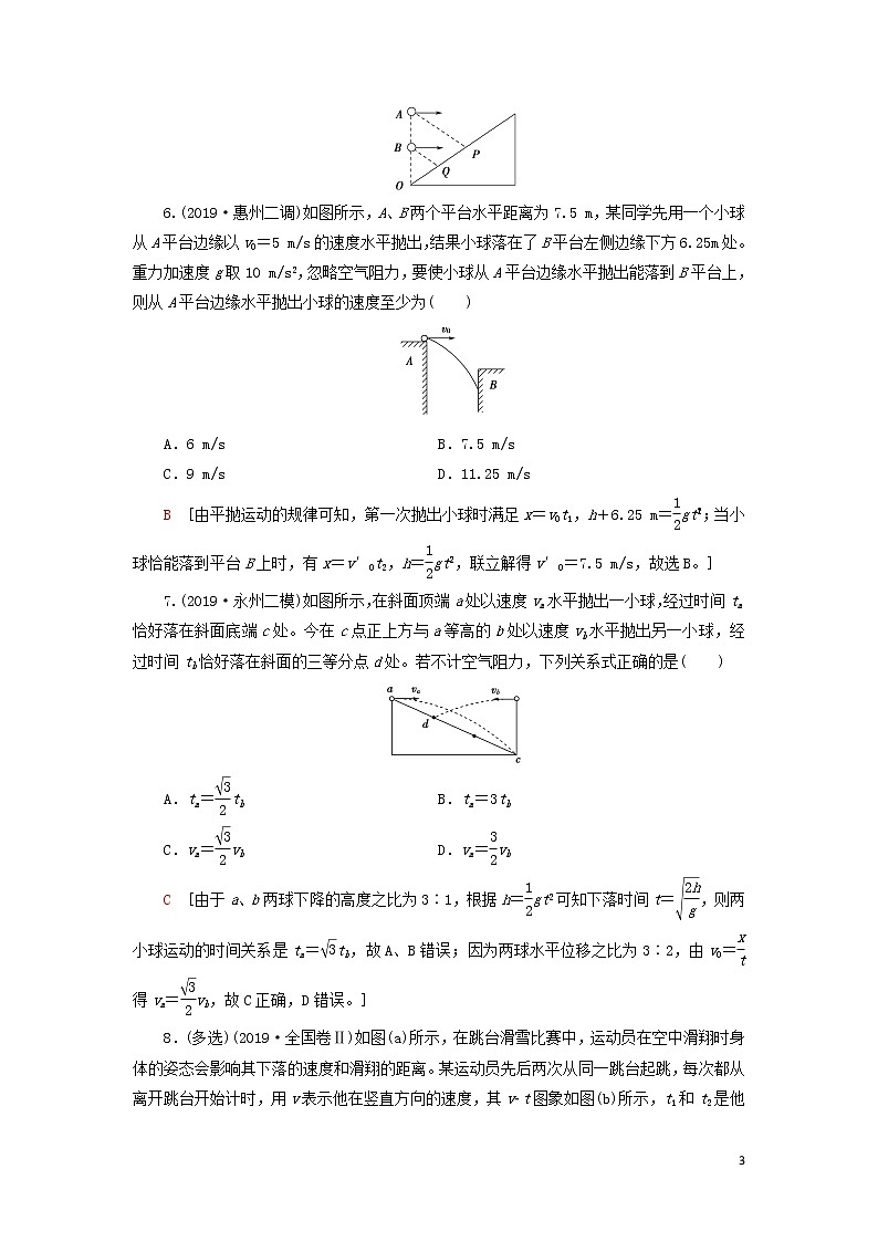 2021届高考物理一轮复习课后限时集训11抛体运动(含解析) 教案03