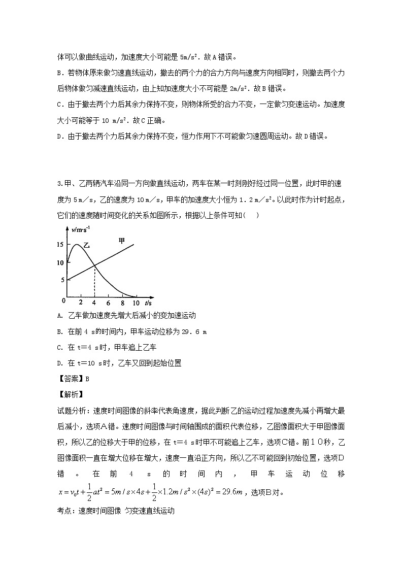 湖南省邵阳市邵东一中2020届高三上学期月考物理试题02