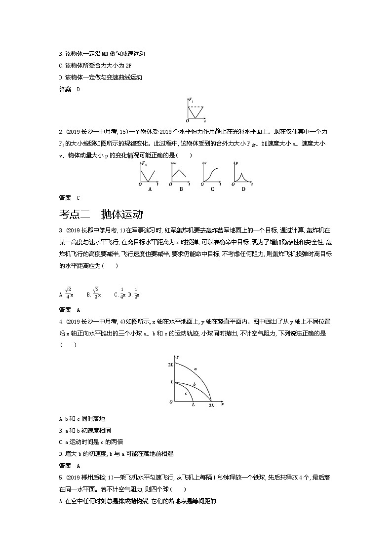2021年高考一轮复习考点集训 物理(湖南省专用)专题四 曲线运动(含答案)02