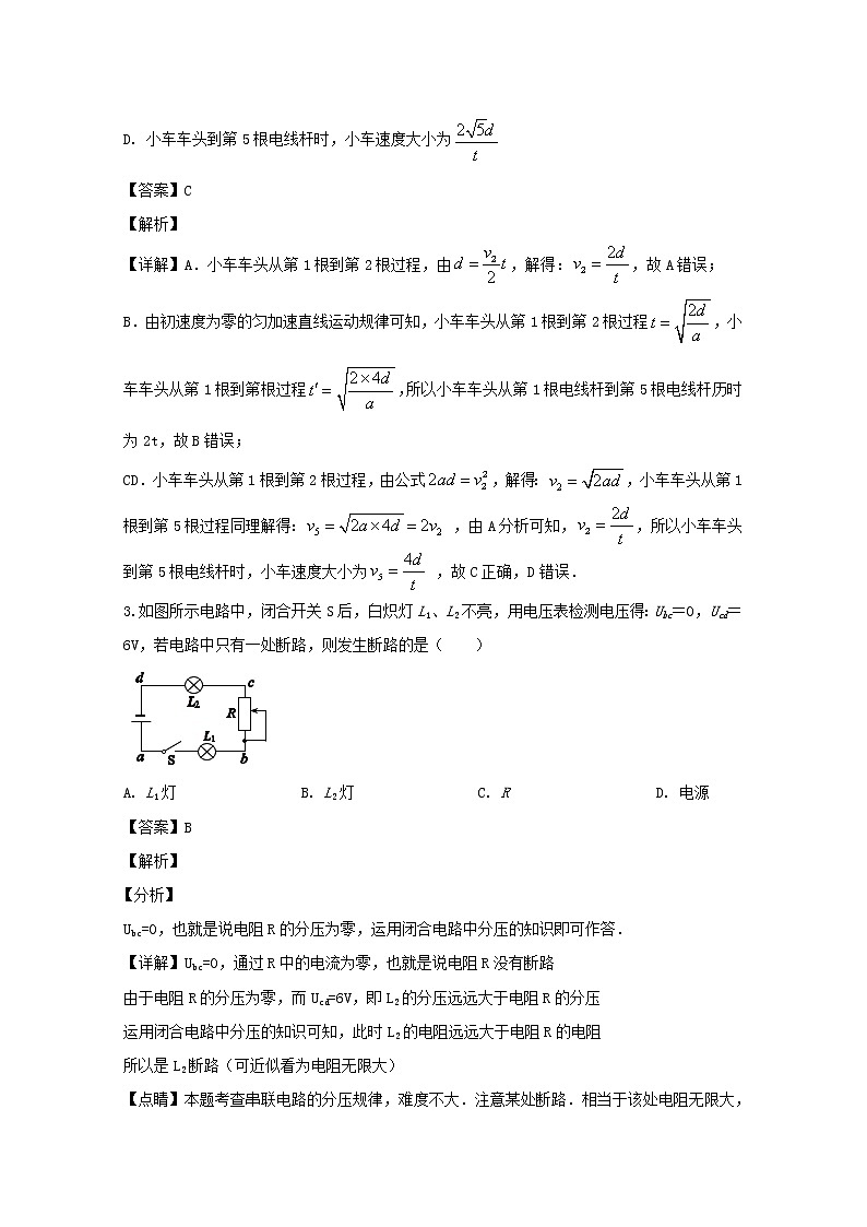 重庆市南开中学2020届高三上学期一诊考试物理模拟试题第2页