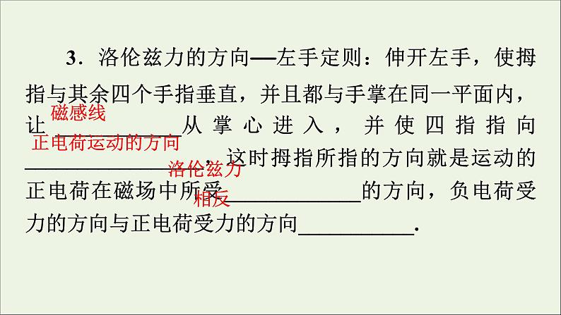 2019_2020学年高中物理第3章磁场第5节运动电荷在磁场中受到的力课件新人教版选修3_104