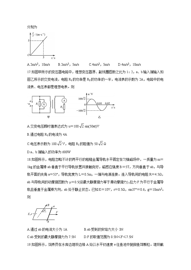 河南省九师联盟2020届高三5月质量检测试题 物理02