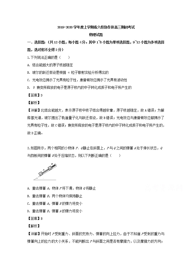 辽宁省六校协作体2020届高三上学期期初考试物理试题01