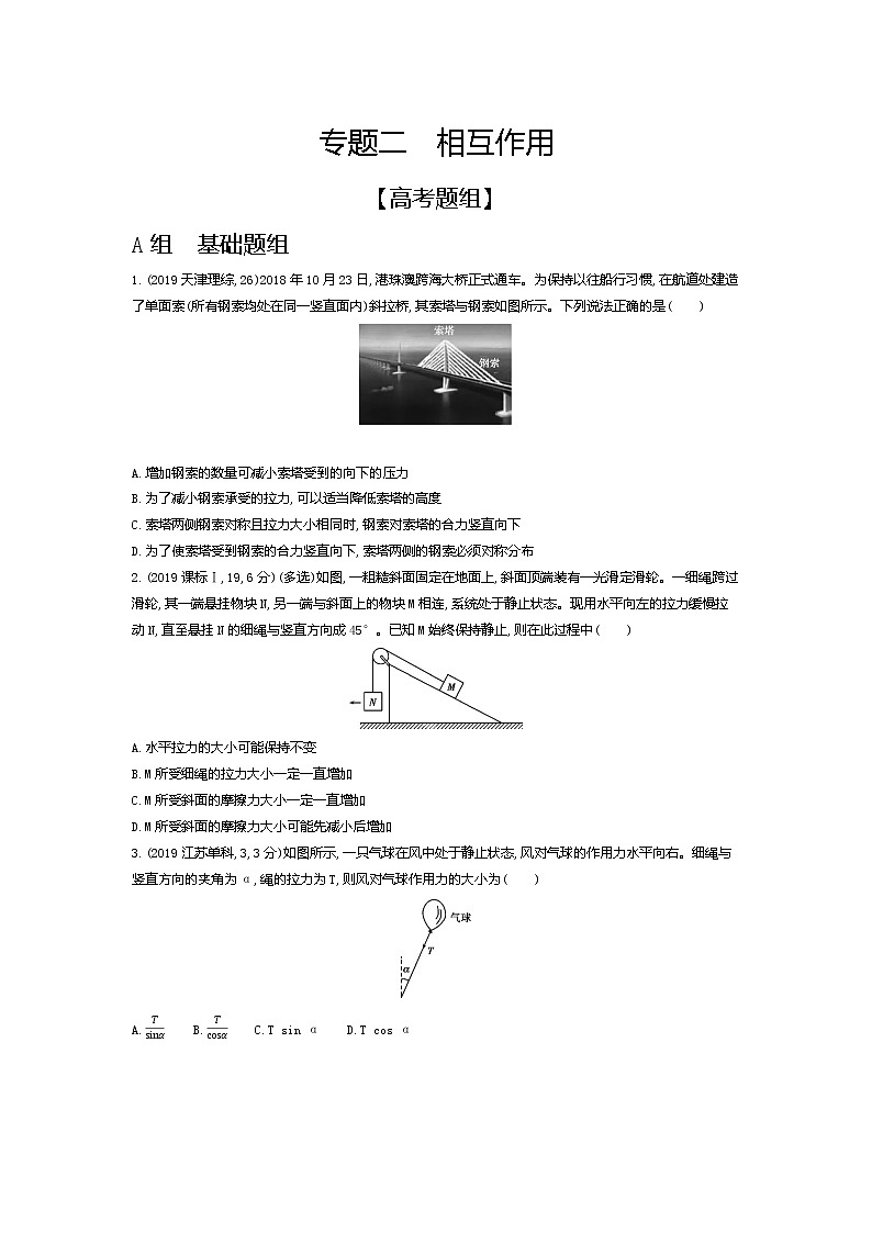 2021年高考一轮复习题组训练 物理(湖南省专用)专题二 相互作用01