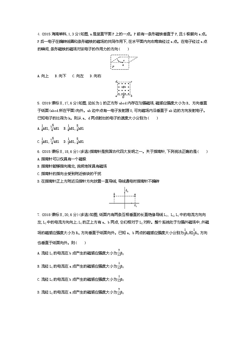 2021年高考一轮复习题组训练 物理(湖南省专用)专题十 磁场02