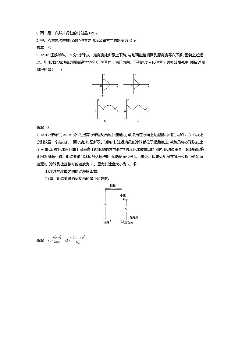 2021年高考一轮复习题组训练 物理(湖南省专用)专题一 质点的直线运动(含答案)03