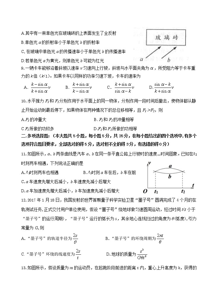 2019届陕西省宝鸡市宝鸡中学高三上学期模拟考试(二)(11月) 物理(B)03